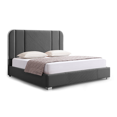 Arm Chairs & Recliners: Halcyon Bed Frame Air Leather Padded Upholstery High Quality Slats Polished Stainless Steel Feet