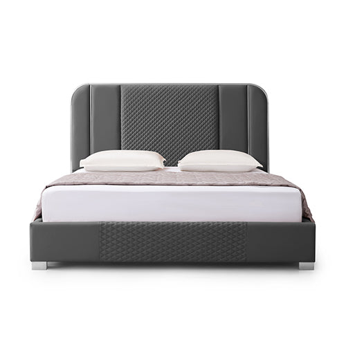 Arm Chairs & Recliners: Halcyon Bed Frame Air Leather Padded Upholstery High Quality Slats Polished Stainless Steel Feet