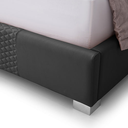 Arm Chairs & Recliners: Halcyon Bed Frame Air Leather Padded Upholstery High Quality Slats Polished Stainless Steel Feet