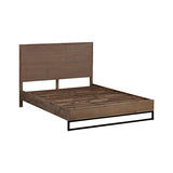 King size Bed Frame Solid Wood Acacia Veneered Bedroom Furniture Steel Legs