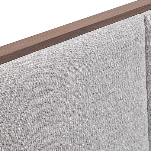Queen Bed Frame with Melamine Finishing Fabric Upholstered Headboard LED Light