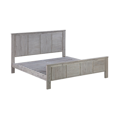 Queen Size Bed Frame with Solid Acacia Wood Veneered Construction in White Ash Colour