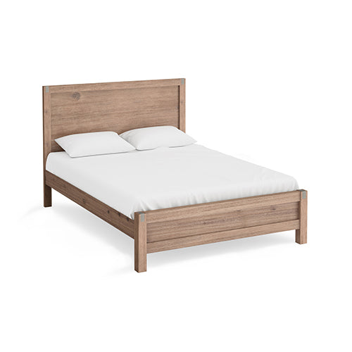 Beds & Bed Frames: Bed Frame King Size in Solid Wood Veneered Acacia Bedroom Timber Slat in Oak