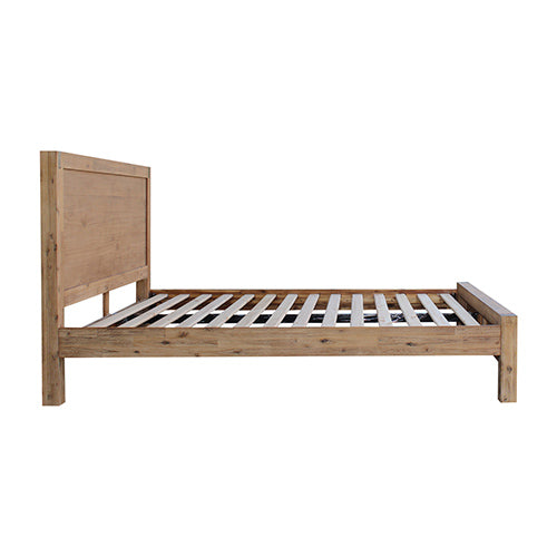 Beds & Bed Frames: Bed Frame King Size in Solid Wood Veneered Acacia Bedroom Timber Slat in Oak