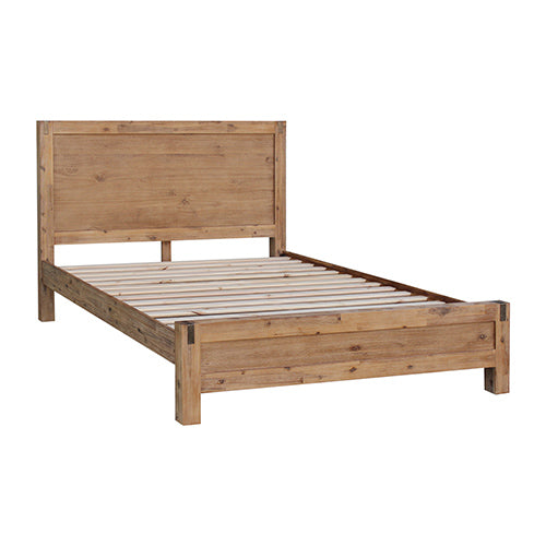 Beds & Bed Frames: Bed Frame King Single Size in Solid Wood Veneered Acacia Bedroom Timber Slat in Oak