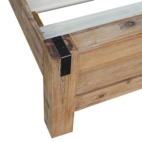 Beds & Bed Frames: Bed Frame King Single Size in Solid Wood Veneered Acacia Bedroom Timber Slat in Oak