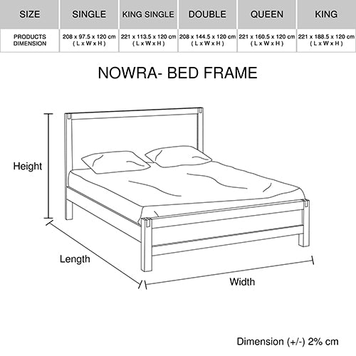 Beds & Bed Frames: Bed Frame King Single Size in Solid Wood Veneered Acacia Bedroom Timber Slat in Oak