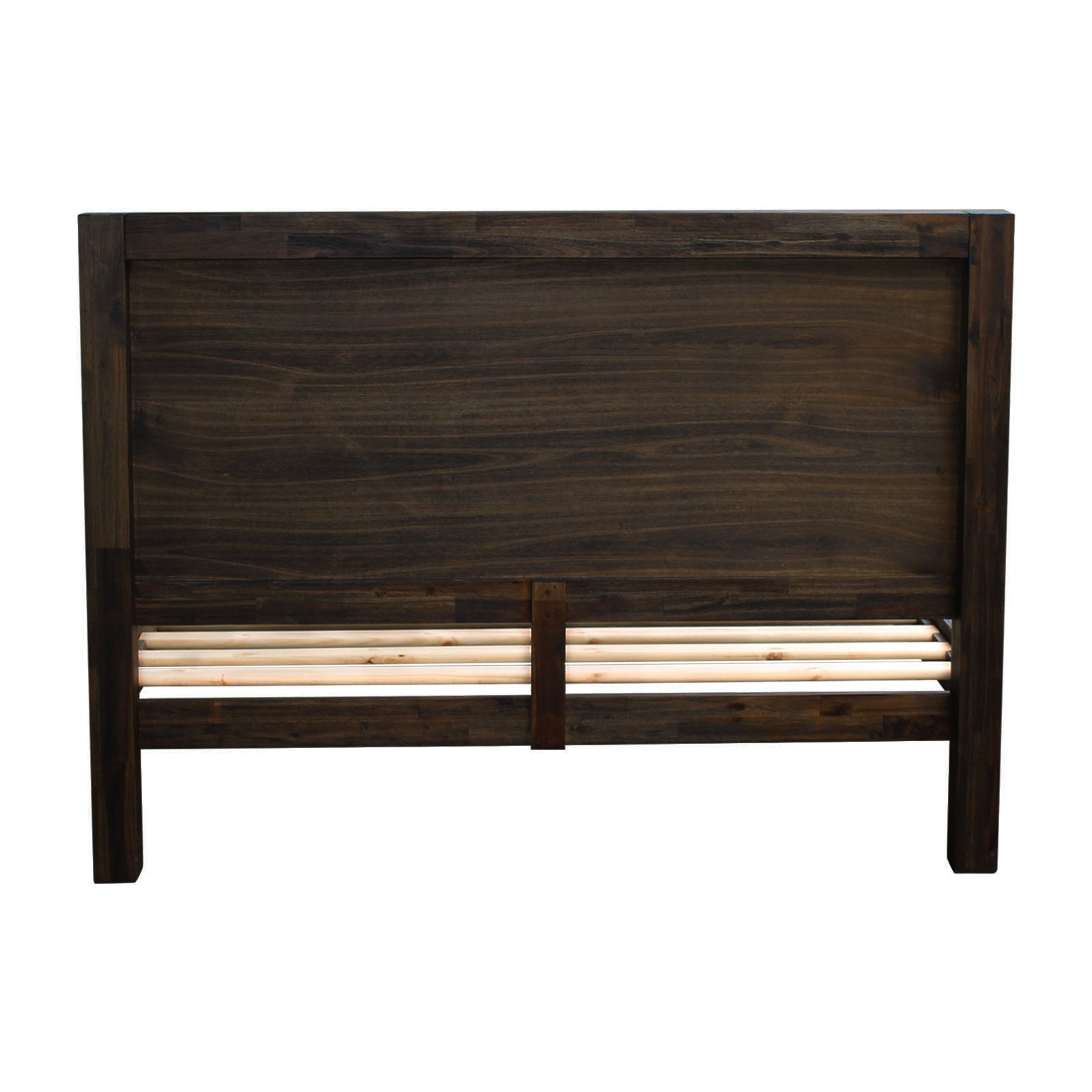 Beds & Bed Frames: Bed Frame Queen Size in Solid Wood Veneered Acacia Bedroom Timber Slat in Chocolate