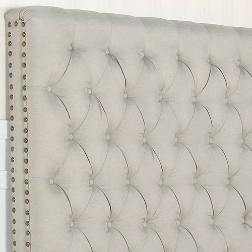 Headboards: Bed Head Double Size French Provincial Headboard Upholsterd Fabric Beige