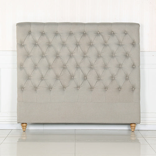 Headboards: Bed Head King Size French Provincial Headboard Upholsterd Fabric Beige