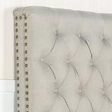 Bed Head King Size French Provincial Headboard Upholsterd Fabric Beige