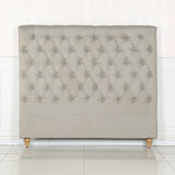 Headboards: Bed Head Queen Size French Provincial Headboard Upholsterd Fabric Beige