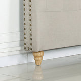 Headboards: Bed Head Queen Size French Provincial Headboard Upholsterd Fabric Beige