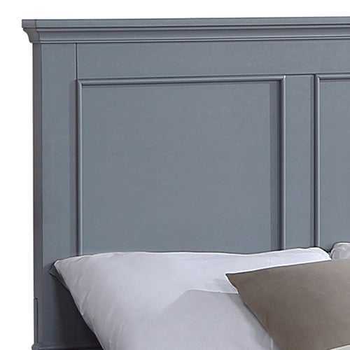 Beds & Bed Frames: King Bed Frame in Solid Wood with Slats Support in Grey colour