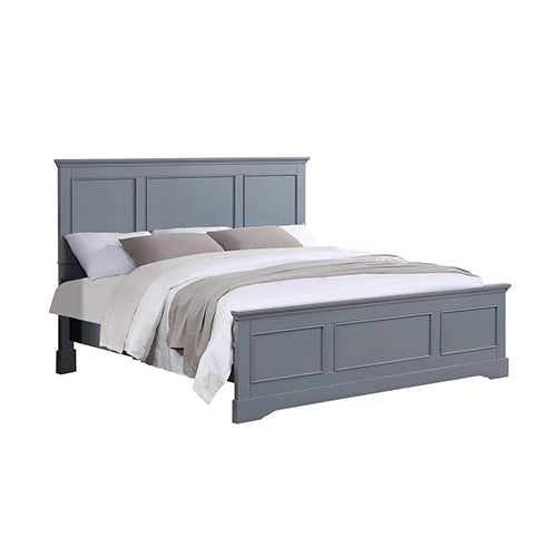 Beds & Bed Frames: Queen Bed Frame in Solid Wood with Slats Support in Grey colour