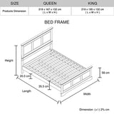 Queen Bed Frame in Solid Wood with Slats Support in Grey colour