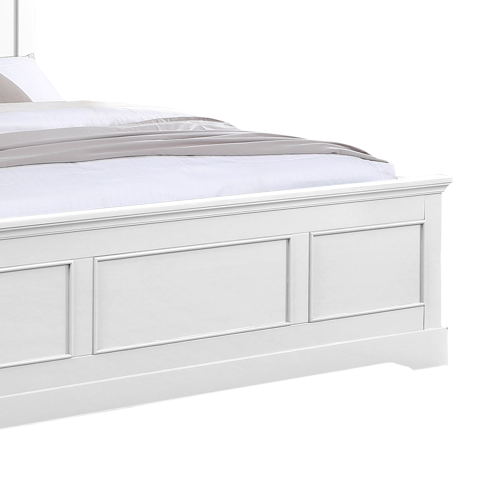Beds & Bed Frames: Queen Bed Frame in Solid Wood with Slats Support in White colour