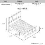 Beds & Bed Frames: Queen Bed Frame in Solid Wood with Slats Support in White colour