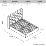 Beds & Bed Frames: Veronica Bed Frame King Size Winged Grey Linen Fabric Seam Grid Pattern with gas lift plywood metal structure