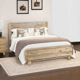 Beds & Bed Frames: Double Size Wooden Bed Frame in Solid Wood Antique Design Light Brown
