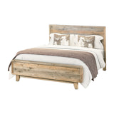 Beds & Bed Frames: Double Size Wooden Bed Frame in Solid Wood Antique Design Light Brown