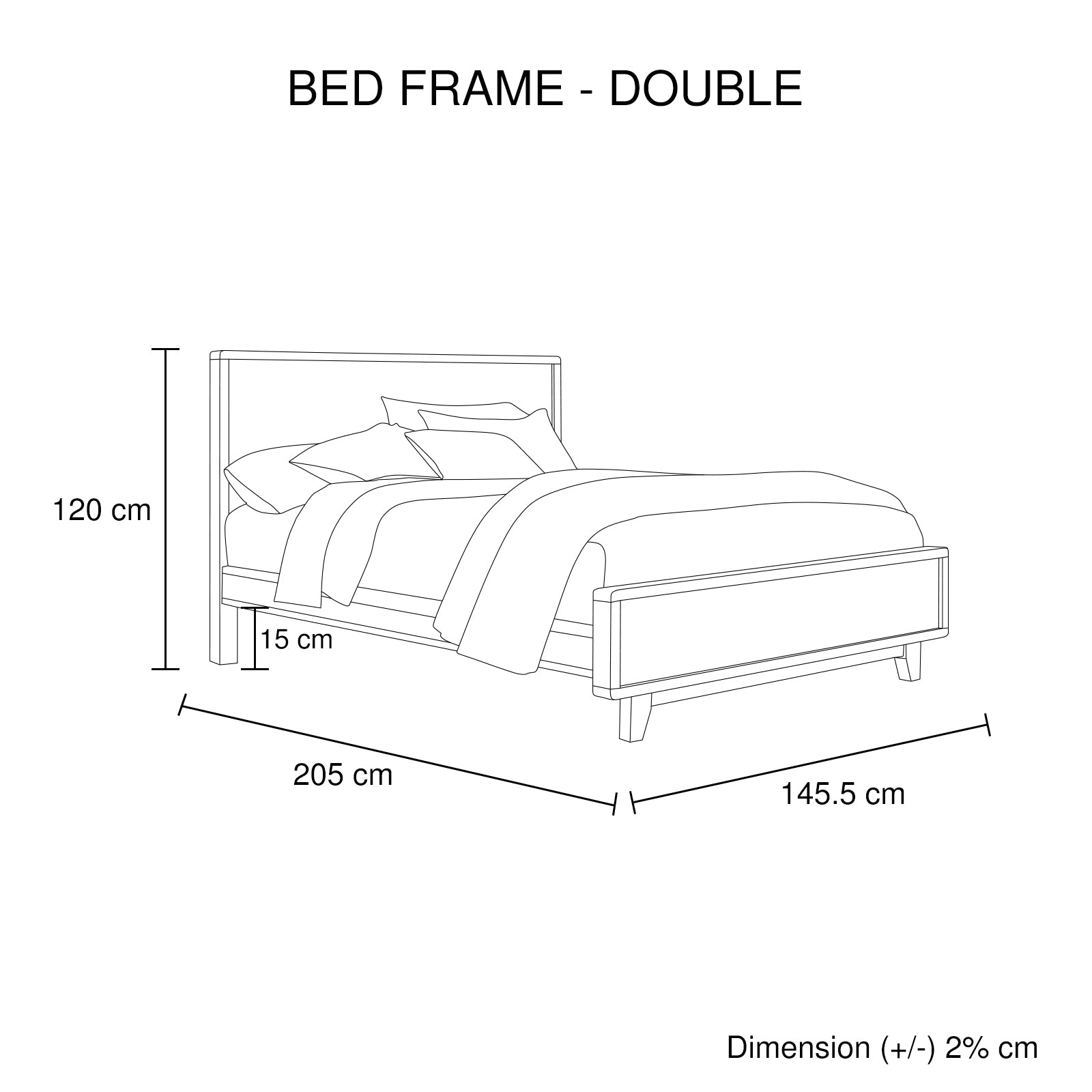 Beds & Bed Frames: Double Size Wooden Bed Frame in Solid Wood Antique Design Light Brown