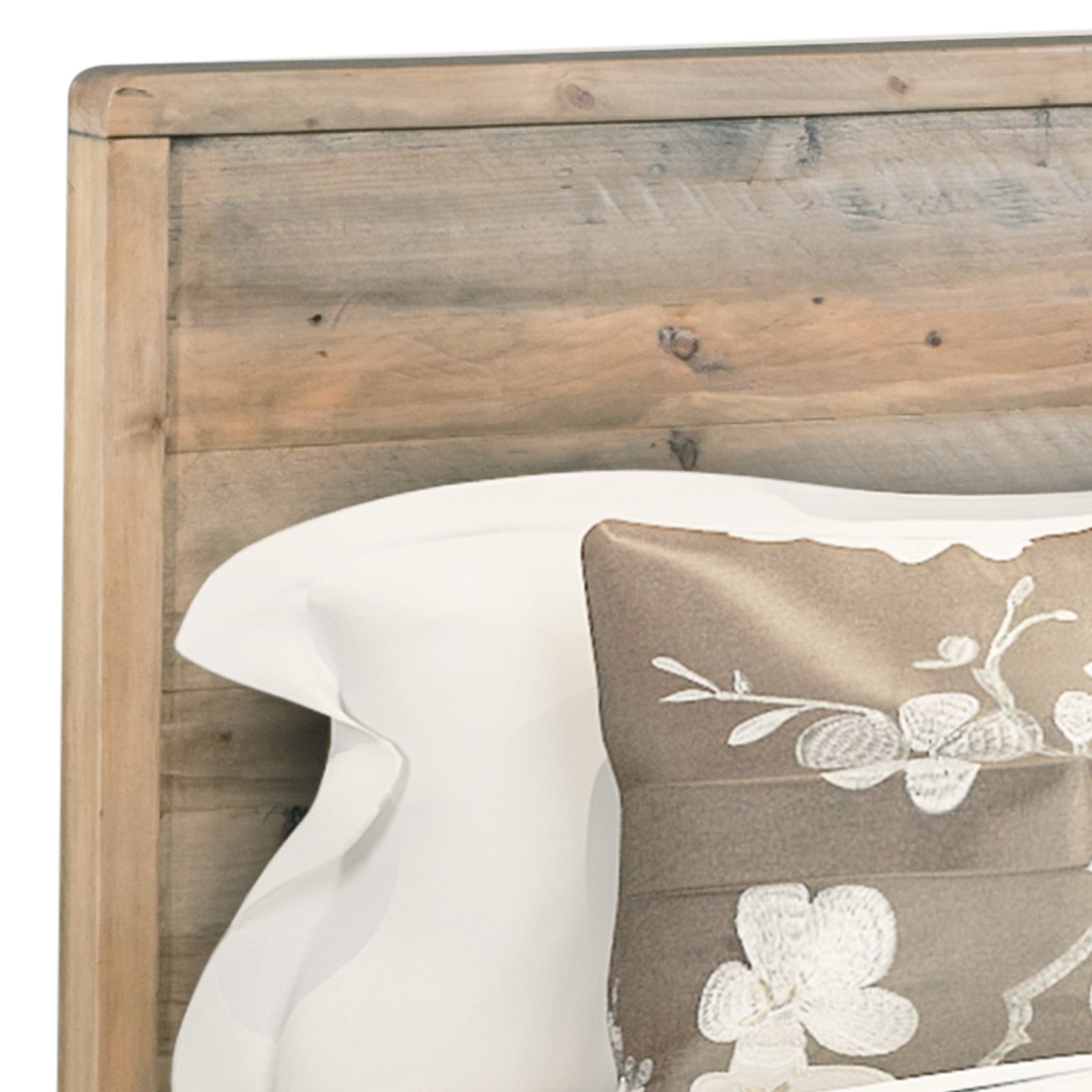 Beds & Bed Frames: King Size Wooden Bed Frame in Solid Wood Antique Design Light Brown