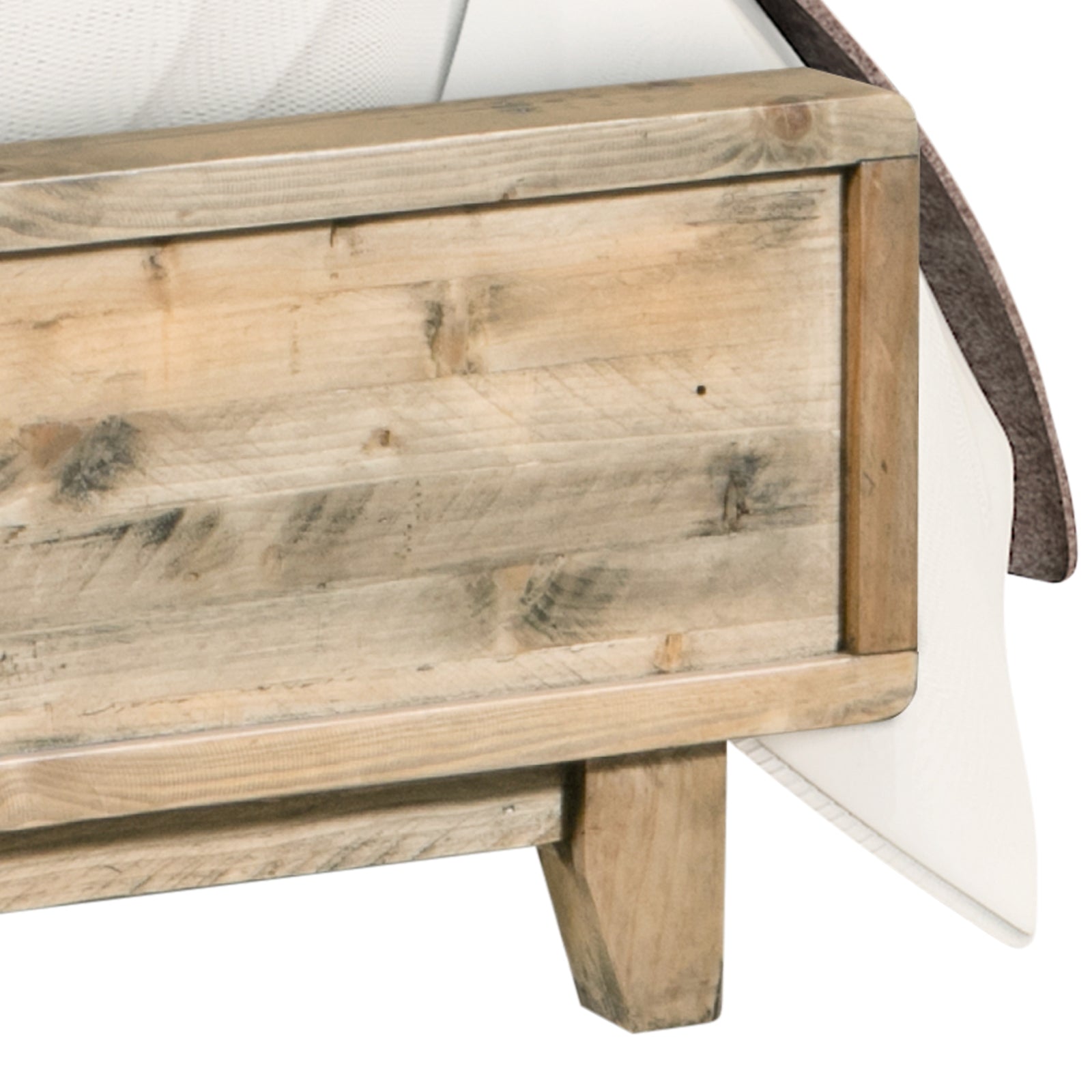Beds & Bed Frames: King Size Wooden Bed Frame in Solid Wood Antique Design Light Brown