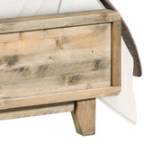 Beds & Bed Frames: Queen Size Wooden Bed Frame in Solid Wood Antique Design Light Brown
