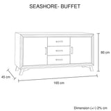 Buffet Sideboard in Silver Brush Colour with Solid Acacia & Veneer Wooden Frame Storage Cabinet with Drawers