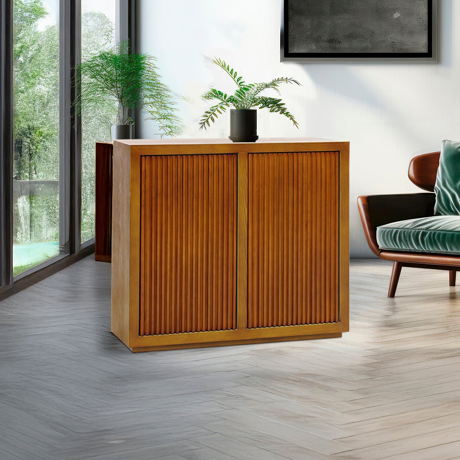 Buffets & Sideboards: Buffet MDF Brown Colour Two Doors Sideboard Storage Cabinet