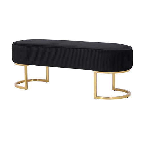 Arm Chairs & Recliners: Noori Bench Chair Black Velvet