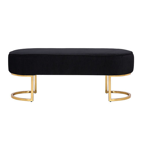 Arm Chairs & Recliners: Noori Bench Chair Black Velvet