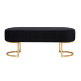Arm Chairs & Recliners: Noori Bench Chair Black Velvet