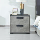 Beds & Bed Frames: Bedside Table with 2 Storage Drawers MDF Combination of Black & Cement Colour Nightstand