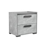 Beds & Bed Frames: Bedside Table with 2 Storage Drawers MDF Combination of Black & Cement Colour Nightstand