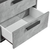 Beds & Bed Frames: Bedside Table with 2 Storage Drawers MDF Combination of Black & Cement Colour Nightstand