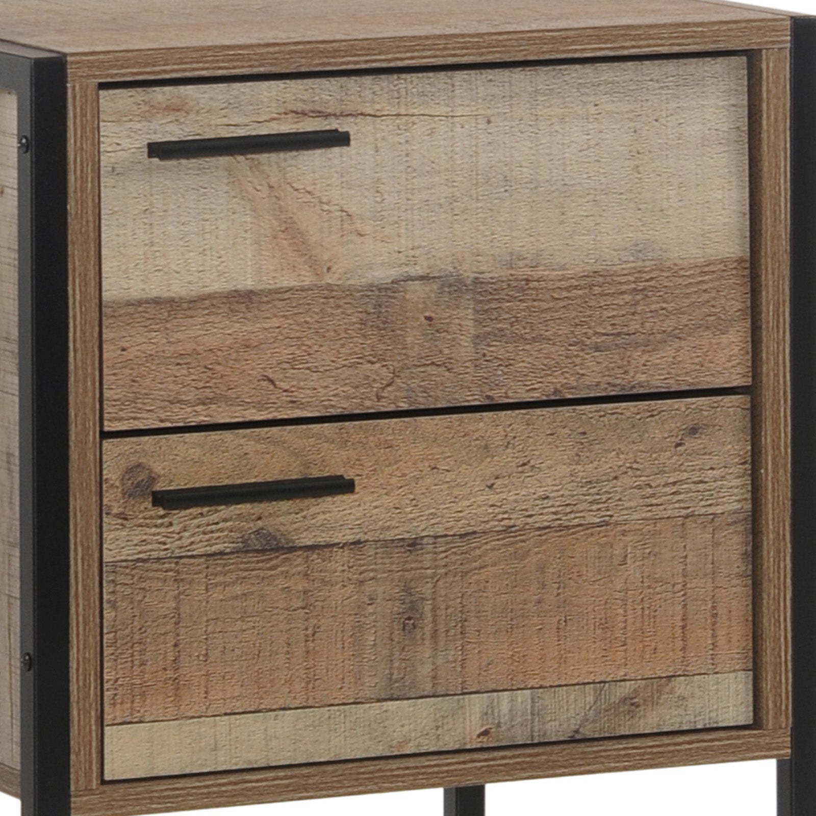 Bedside Tables: Bedside Table 2 drawers Night Stand Particle Board Construction in Oak Colour