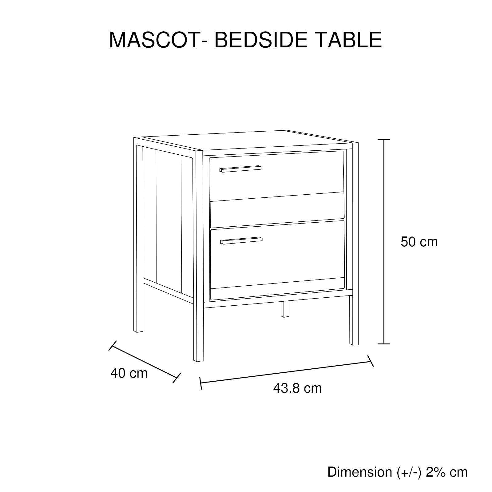 Bedside Tables: Bedside Table 2 drawers Night Stand Particle Board Construction in Oak Colour