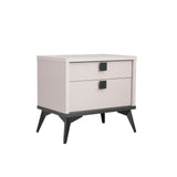 Beds & Bed Frames: Bedside Table with 2 Storage Drawers MDF Combination of Champagne and Black Colour Nightstand