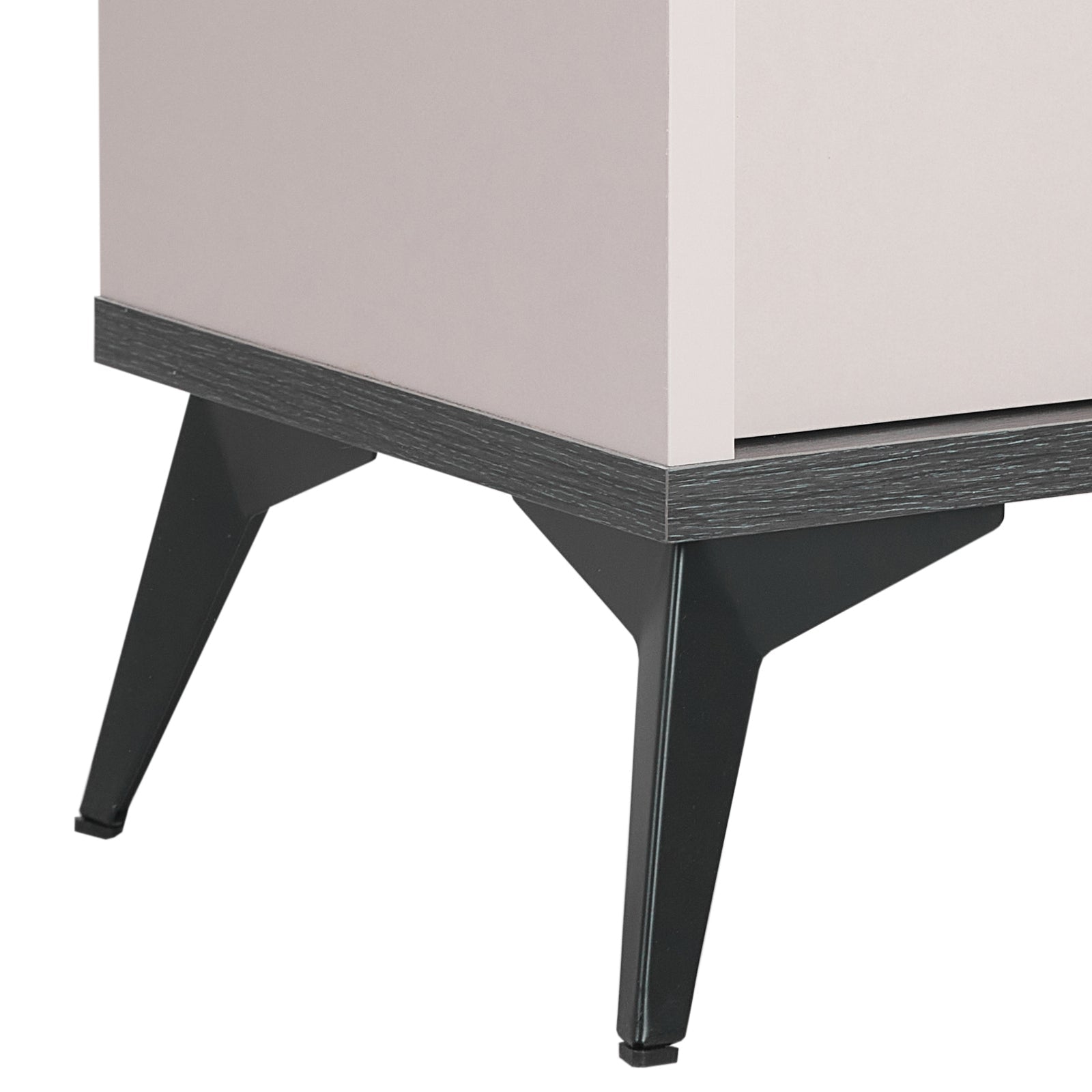 Beds & Bed Frames: Bedside Table with 2 Storage Drawers MDF Combination of Champagne and Black Colour Nightstand