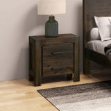 Bedside Tables: Bedside Table 2 drawers Night Stand Solid Wood Acacia Storage in Chocolate Colour