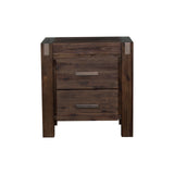 Bedside Tables: Bedside Table 2 drawers Night Stand Solid Wood Acacia Storage in Chocolate Colour