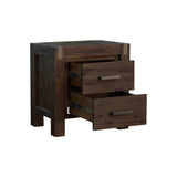 Bedside Tables: Bedside Table 2 drawers Night Stand Solid Wood Acacia Storage in Chocolate Colour