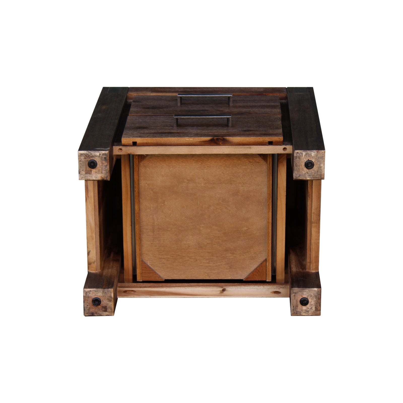 Bedside Tables: Bedside Table 2 drawers Night Stand Solid Wood Acacia Storage in Chocolate Colour