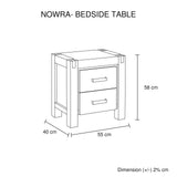 Bedside Tables: Bedside Table 2 drawers Night Stand Solid Wood Acacia Storage in Chocolate Colour