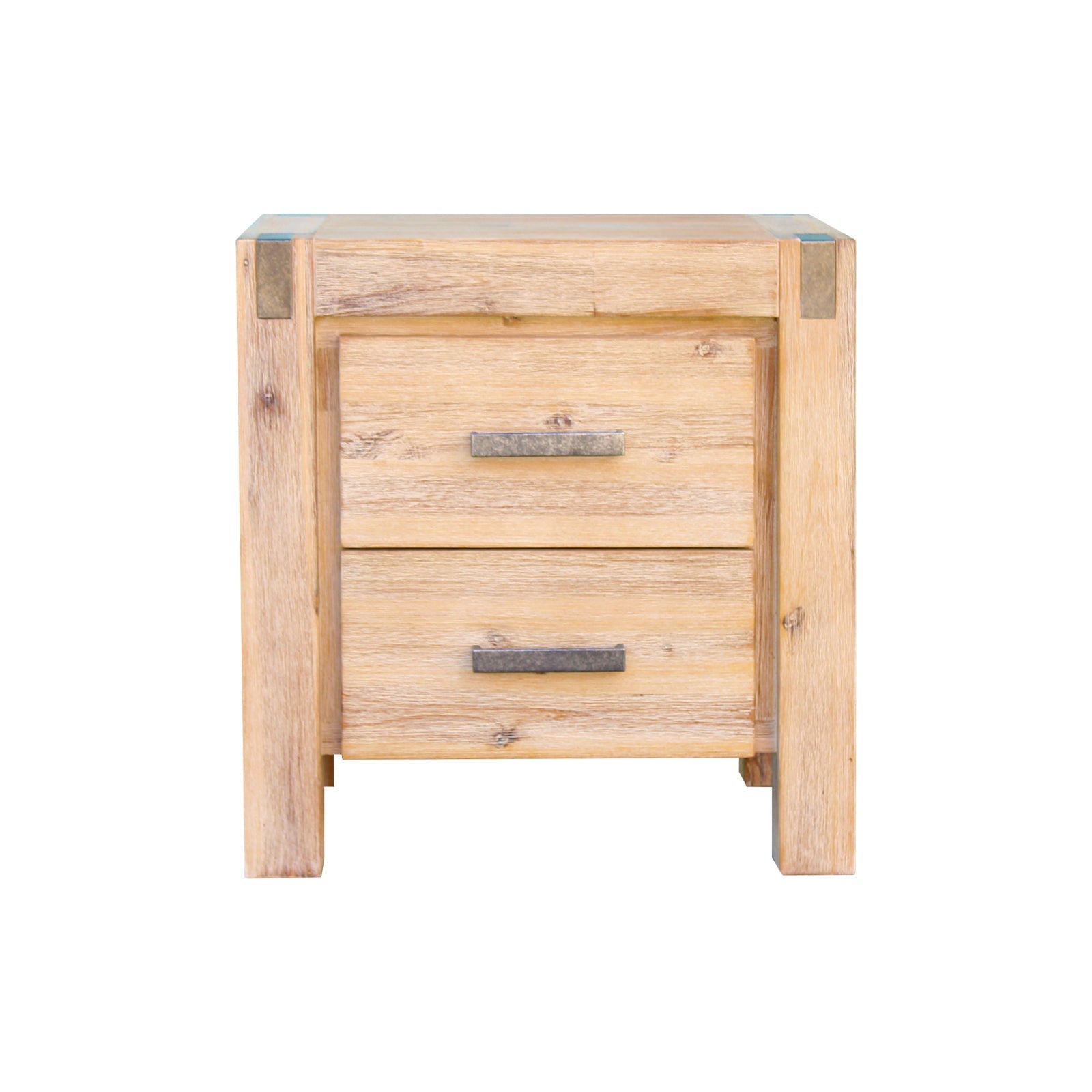 Bedside Tables: Bedside Table 2 drawers Night Stand Solid Wood Acacia Oak Colour