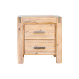 Bedside Tables: Bedside Table 2 drawers Night Stand Solid Wood Acacia Oak Colour