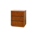 Bedside Tables: Bedside Table MDF Brown Colour Waveform Design Three Drawers