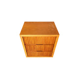 Bedside Tables: Bedside Table MDF Brown Colour Waveform Design Three Drawers